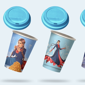 Кофейные стаканчики с иллюстрациями 