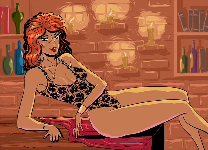 Девушка на столе