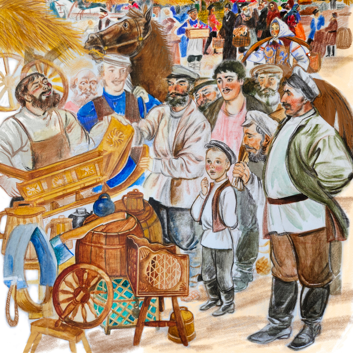 ,,Ярмарка,, для книги о Иване Кулибине