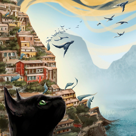 Девушка с черным котом