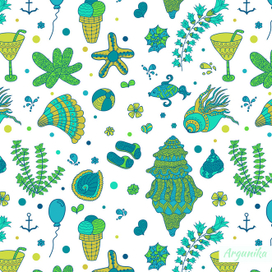 Летний принт с ракушками