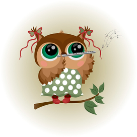 Милая Совушка играет колыбельную на флейте