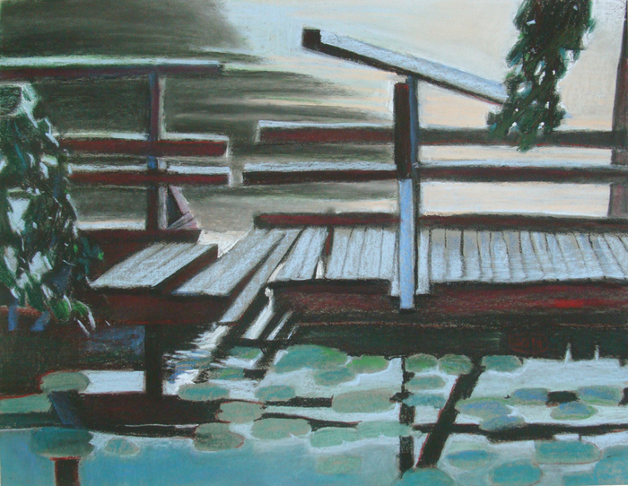 Мост на Тракайском озере. 2014. б., пастель, 50х65.