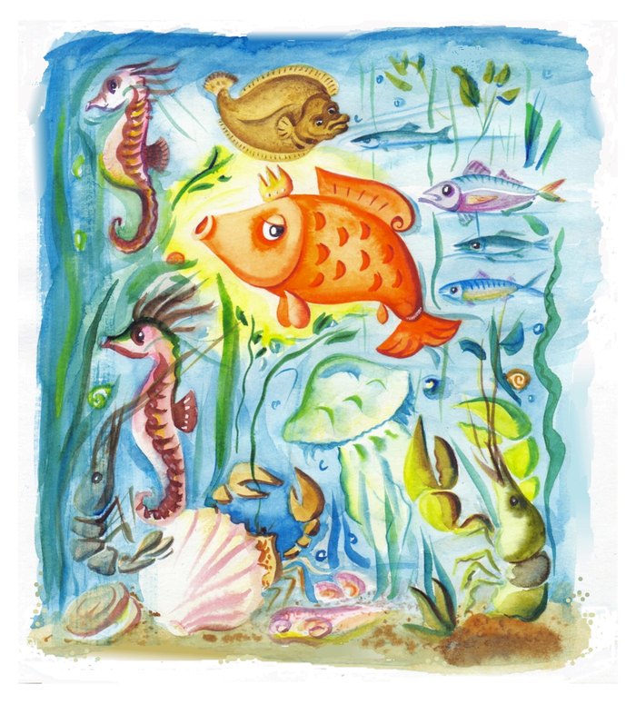 "Сказка о рыбаке и рыбке" рисунок к обложке (издательство "Качели)"