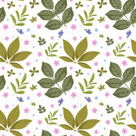 Ботанический фон паттерн Набор