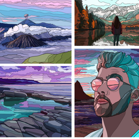 Раскраски на тему природы в цветовой гамме родственных цветов