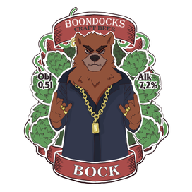 Этикетка - медведь - байкер