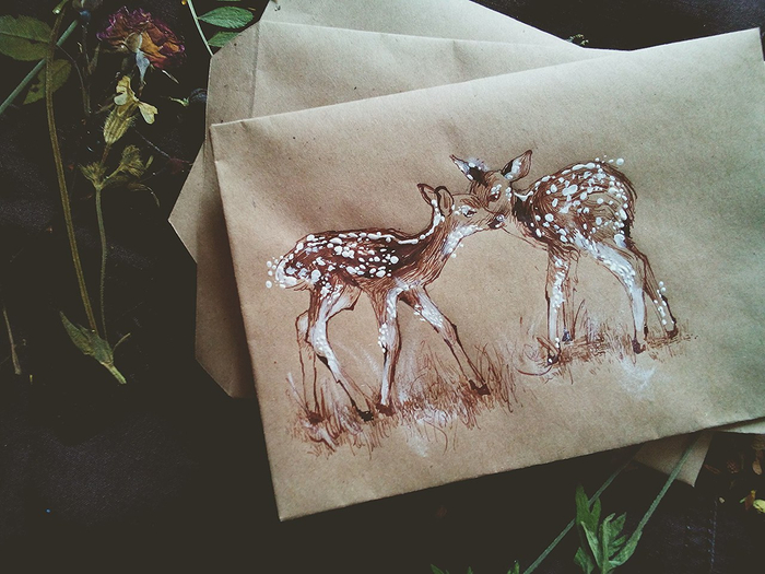 конверты с оленятами