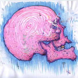 Штрихованный розовый череп