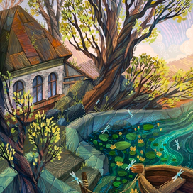 Пруд со стрекозами