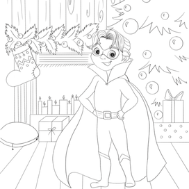 Страница книжки-раскраски «Подарок Дедушке Морозу»