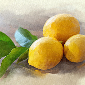 лимоны акварелью