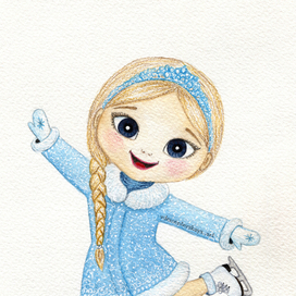 Снегурочка. Иллюстрация для новогодней открытки