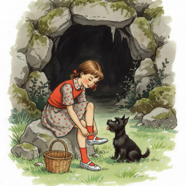 Ellie puts on the Silver Slippers