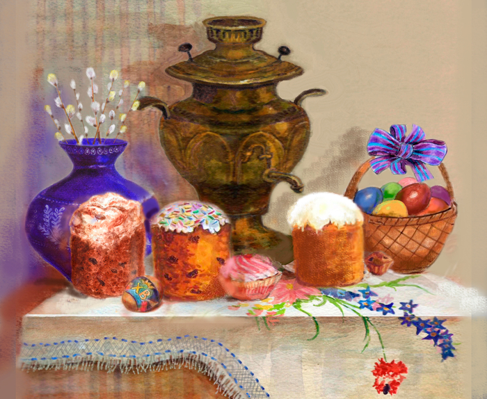Пасхальный натюрморт с самоваром