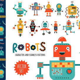 Роботы. детский набор персонажей