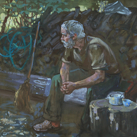  "Дворник"; 40x50, тон.Бум.,гуашь,2013 г.