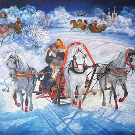 Улетает прочь дорога под копытами коней