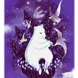 Мишка играет на волшебной дудочке