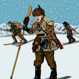 Traditional Komi Ski Hunter