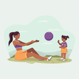 Little girl playing with mom