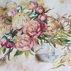 Пионы. при разном освещении