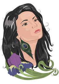 Девушка в ирисах.