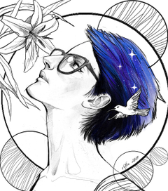 Графический портрет по фото с цветным акцентом