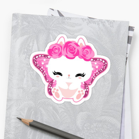 Стикер Зайка с крыльями бабочки