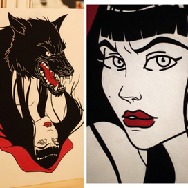 Little Red Riding Hood and a wolf