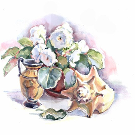 натюрморт с белой фиалкой