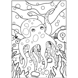 Детская раскраска - морской осьминог