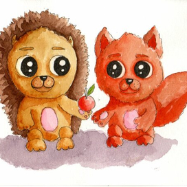 Персонажи ёжик и белочка