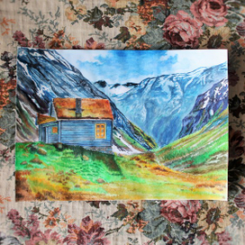 Акварель. Норвежские горы