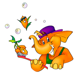 Иллюстрация для серии детской косметики "Облепиховый слон"