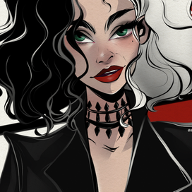 Дизайн для мерча с шопперами "Круэлла"