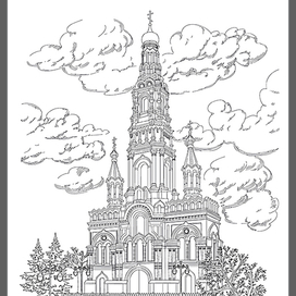 Серия раскрасок Храмы (Вектор)