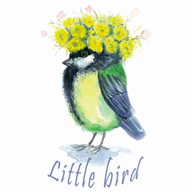 Акварельная птичка