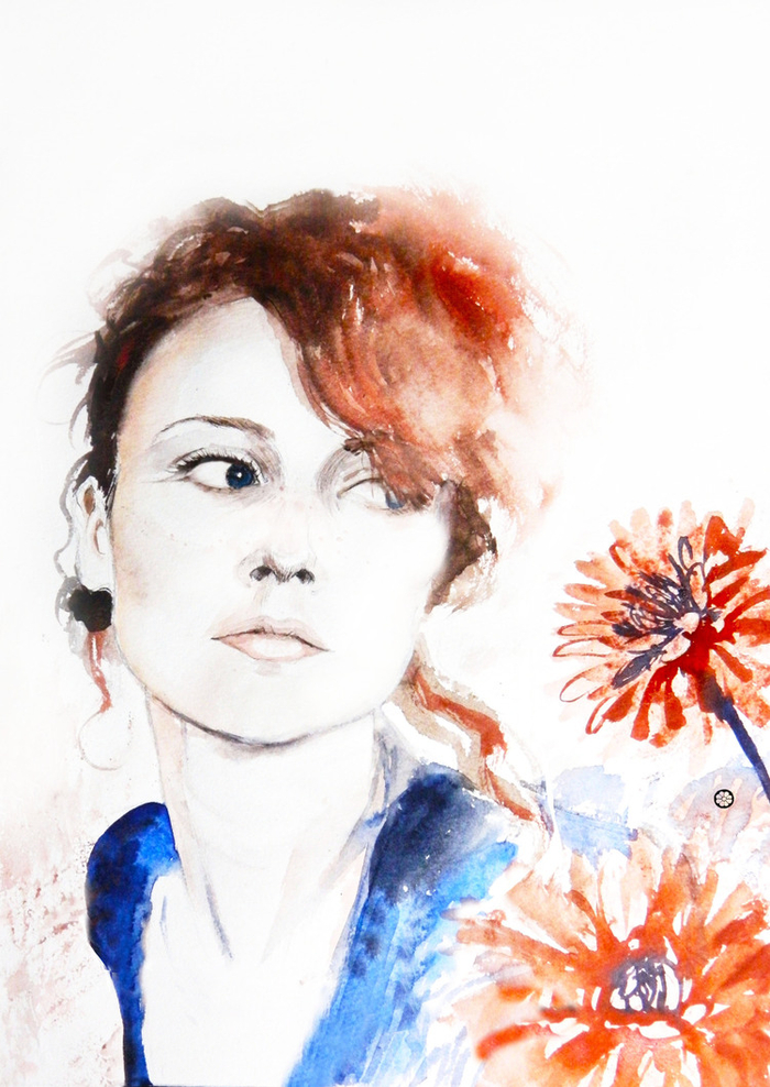 Автопортрет с хризантемами".