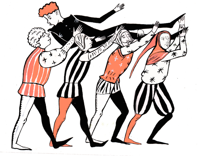 веселые крестьяне и Тристан . "Рыжий Рыцарь"