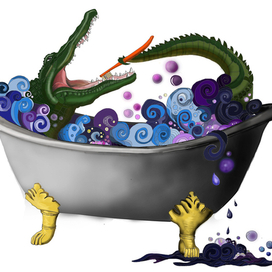 Чистит зубки крокодил