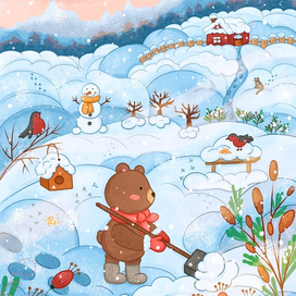 Зимняя забота медвежонка 