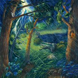 Иллюстрация для книги «Заяц и вкусная ива» 