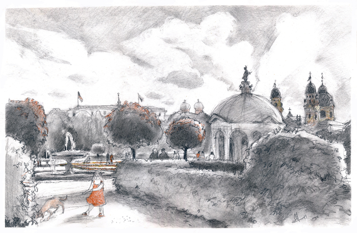 Прогулка в Королевском саду Хофгартен, Мюнхен