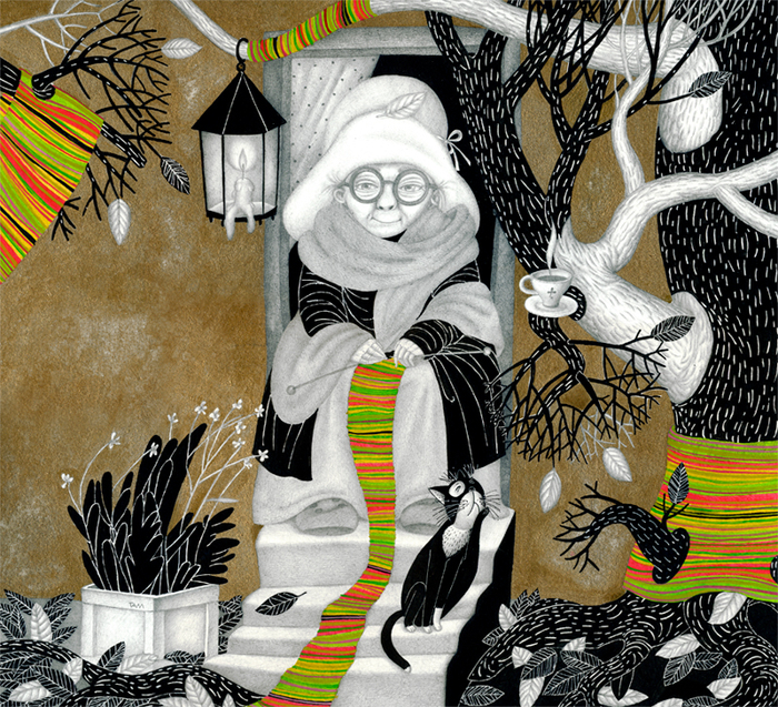 Уютная осень. Старушка.