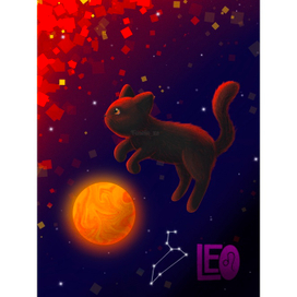 Знак зодиака лев. Кот в космосе