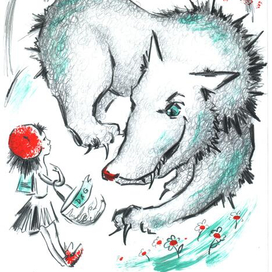 Красная шапочка встретила волка