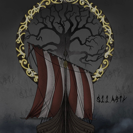 Digital illustration Vikings Drakkar 