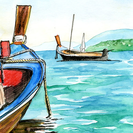 Равай, о. Пхукет Вечер, прилив, Андаманское море. 