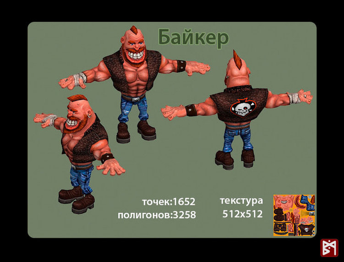 байкер 3d персонаж